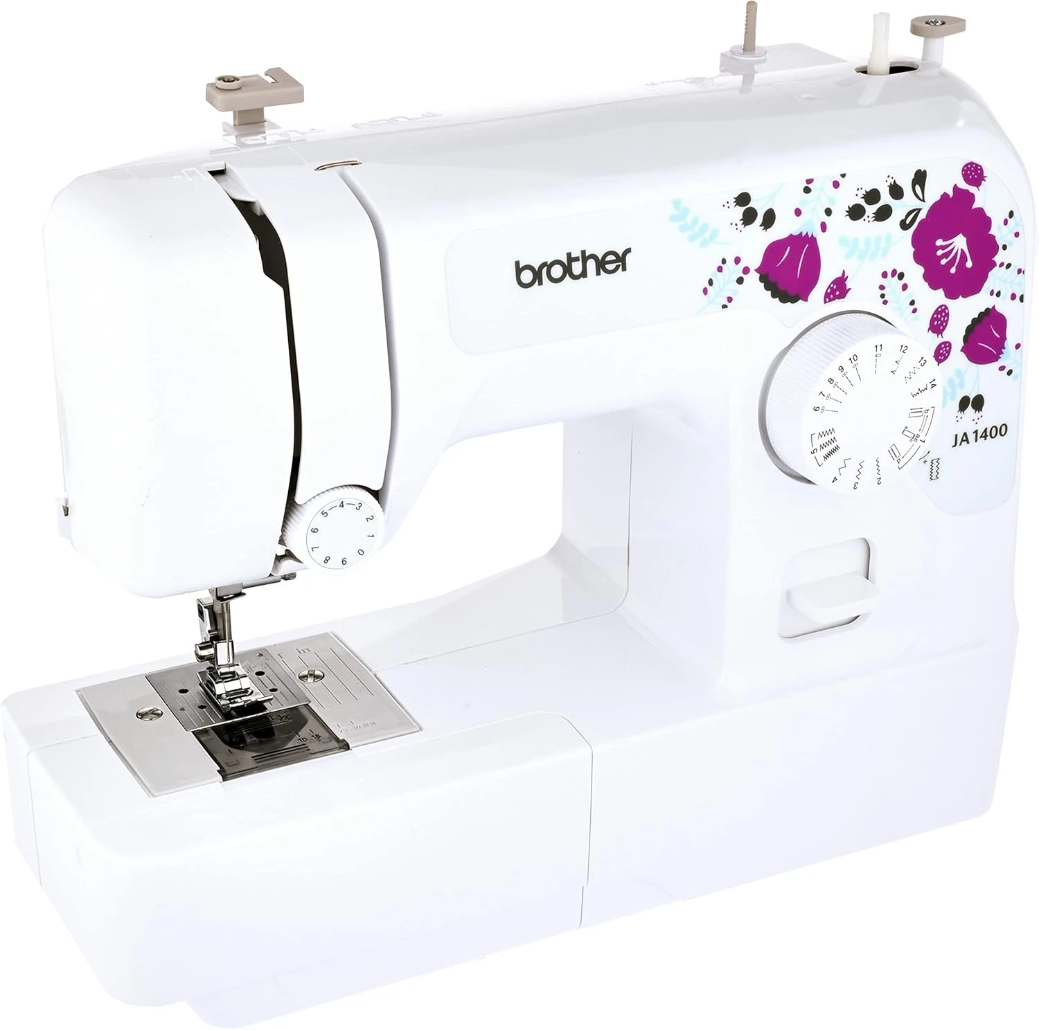 Compact Electric Sewing Machine Easy To Use Sewing And Mending Machine | Featuring 14 Range Of Stitches And Free Arm Conversion This 4-Step Buttonhole | Top Load Bobbin System And Led Sewing Light | An Instructional Dvd For Easy Setup And Operation