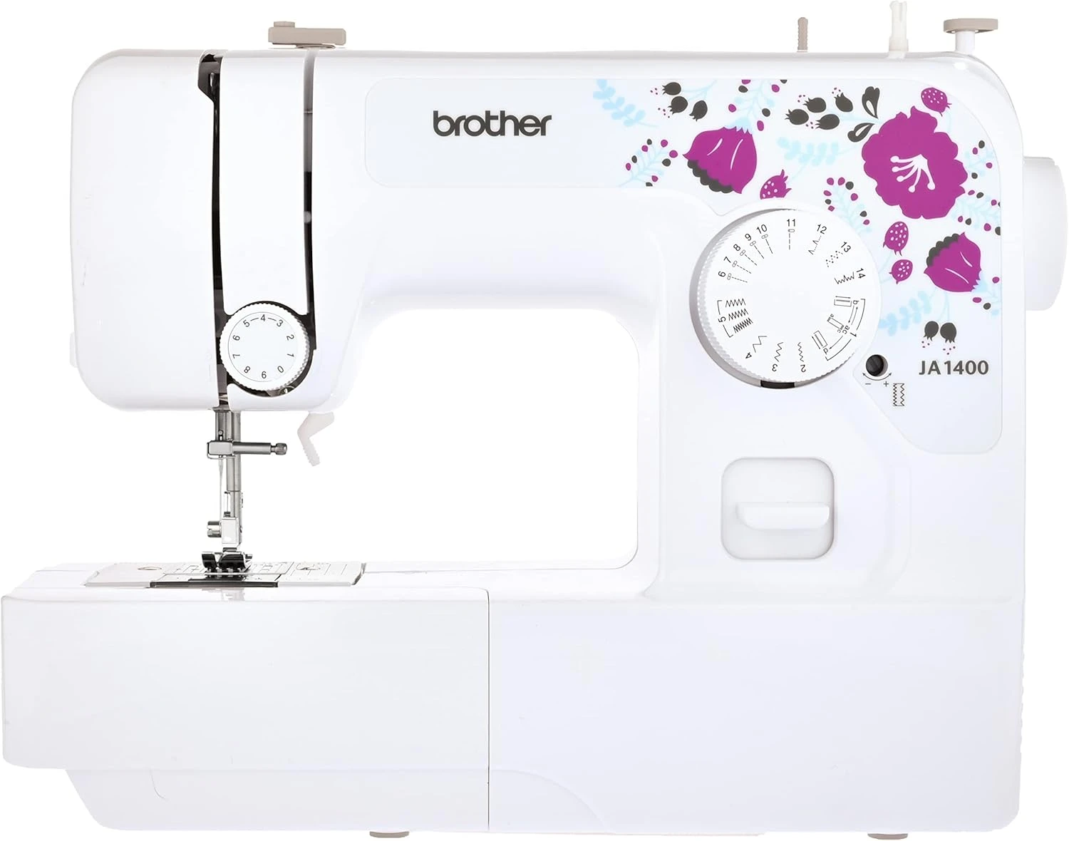 Compact Electric Sewing Machine Easy To Use Sewing And Mending Machine | Featuring 14 Range Of Stitches And Free Arm Conversion This 4-Step Buttonhole | Top Load Bobbin System And Led Sewing Light | An Instructional Dvd For Easy Setup And Operation
