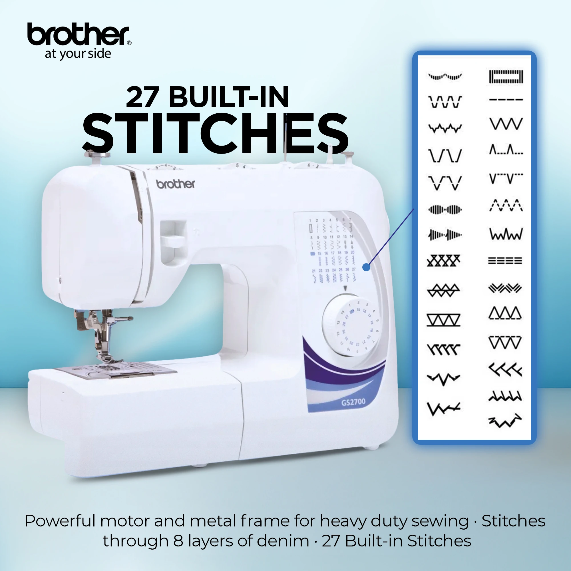 Traditional Metal Chassis Electric Sewing Machines Featuring 27 Built-In Stitch Selections For Convenient And Versatile Sewing