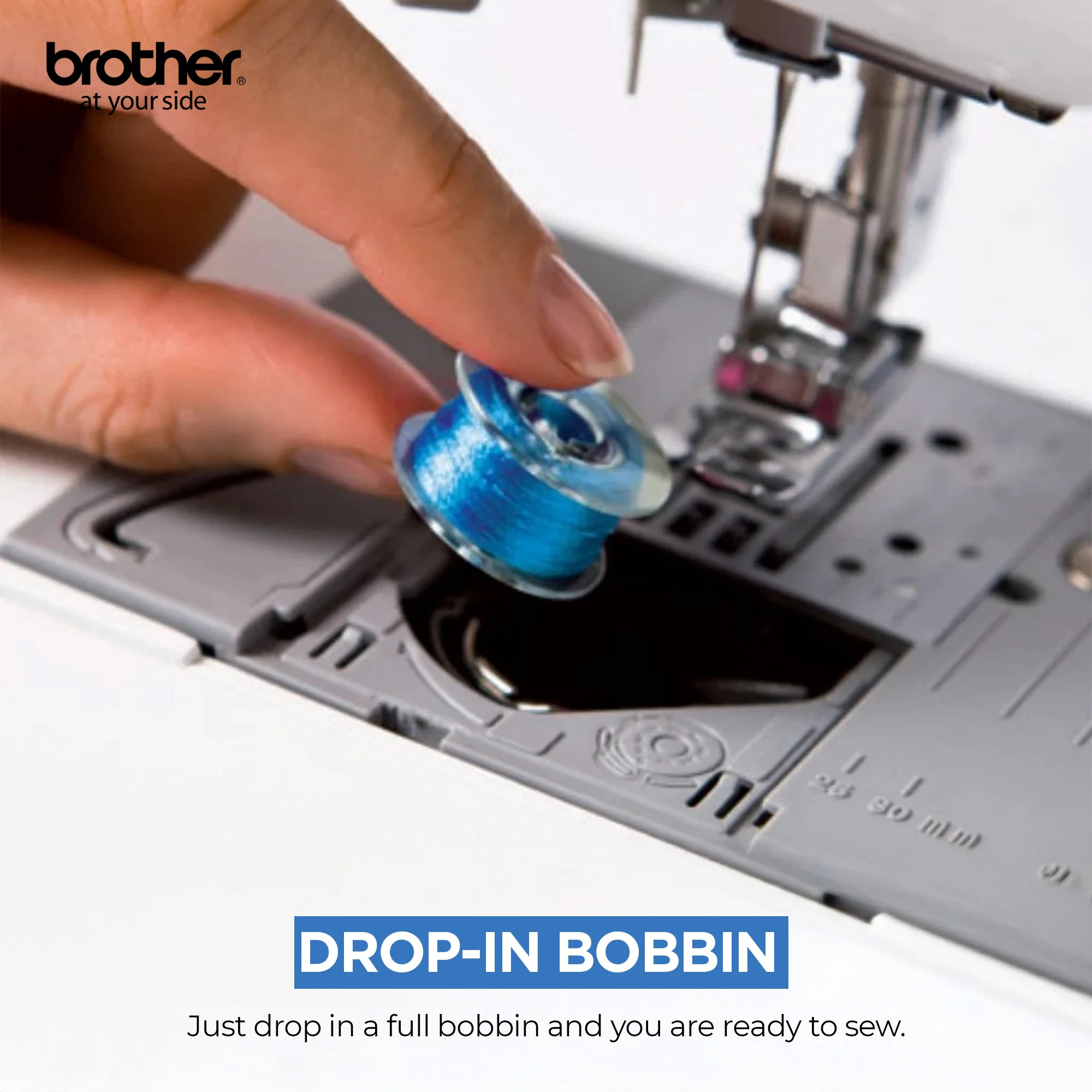 Traditional Metal Chassis Electric Sewing Machines Featuring 37 Built-In Stitch Selections For Convenient And Versatile Sewing | GS3700 White/Blue/Silver