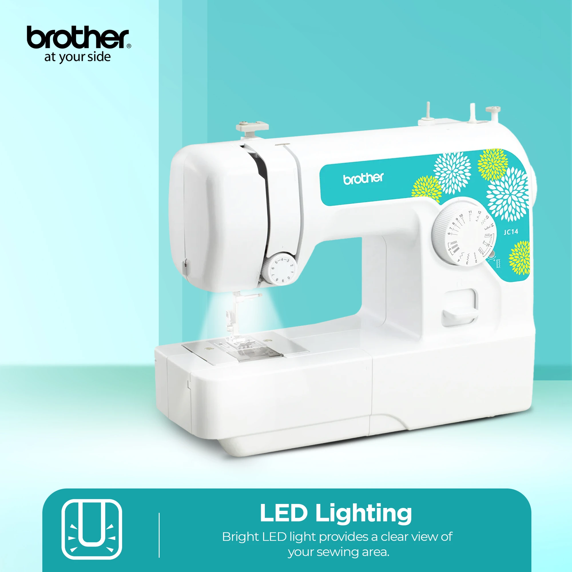 JC14 Compact Electric Sewing Machine | White/Pink color |Made in Vietnam JC14 White