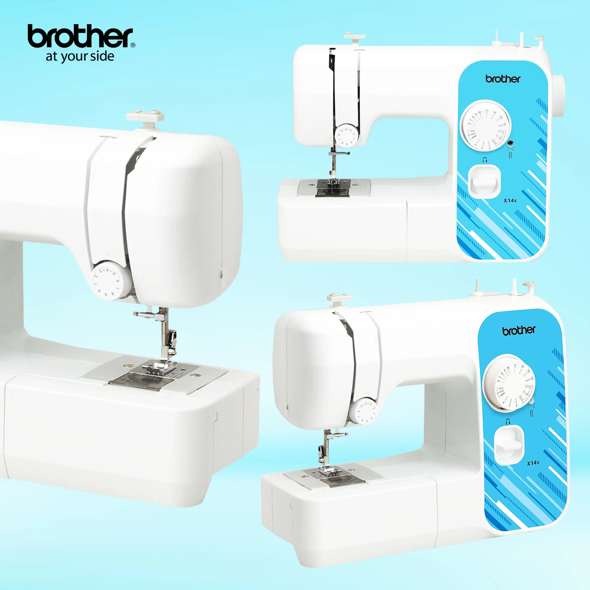 X14S Portable Free Arm Electrical Sewing Machine Featuring 14 built-in stitches and 4-step buttonhole