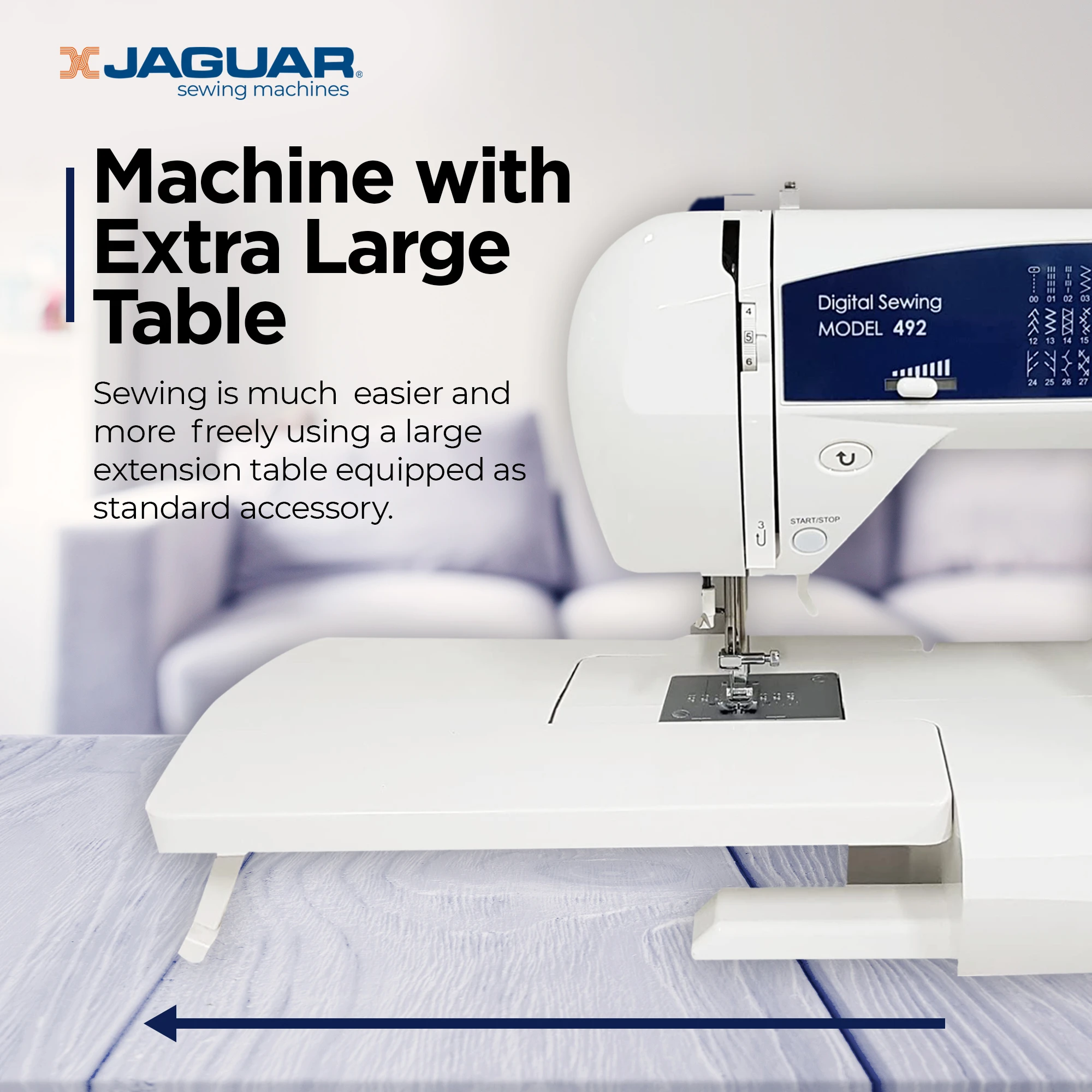 Jaguar CV Series 492 Computerized Sewing Machine with Extra Large Table