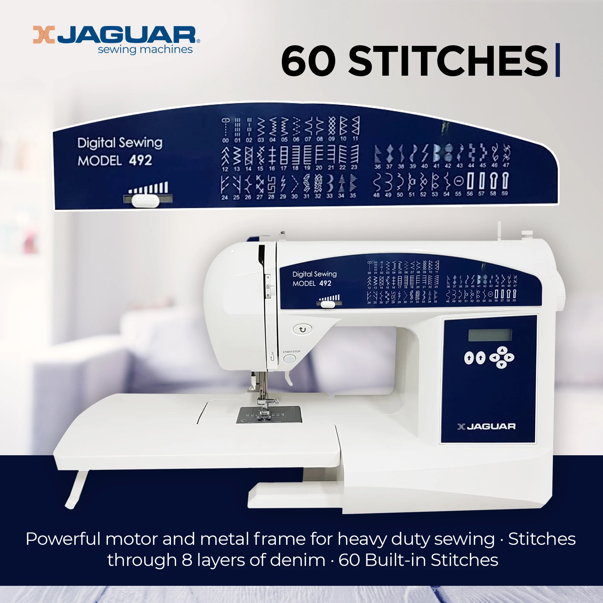Jaguar CV Series 492 Computerized Sewing Machine with Extra Large Table