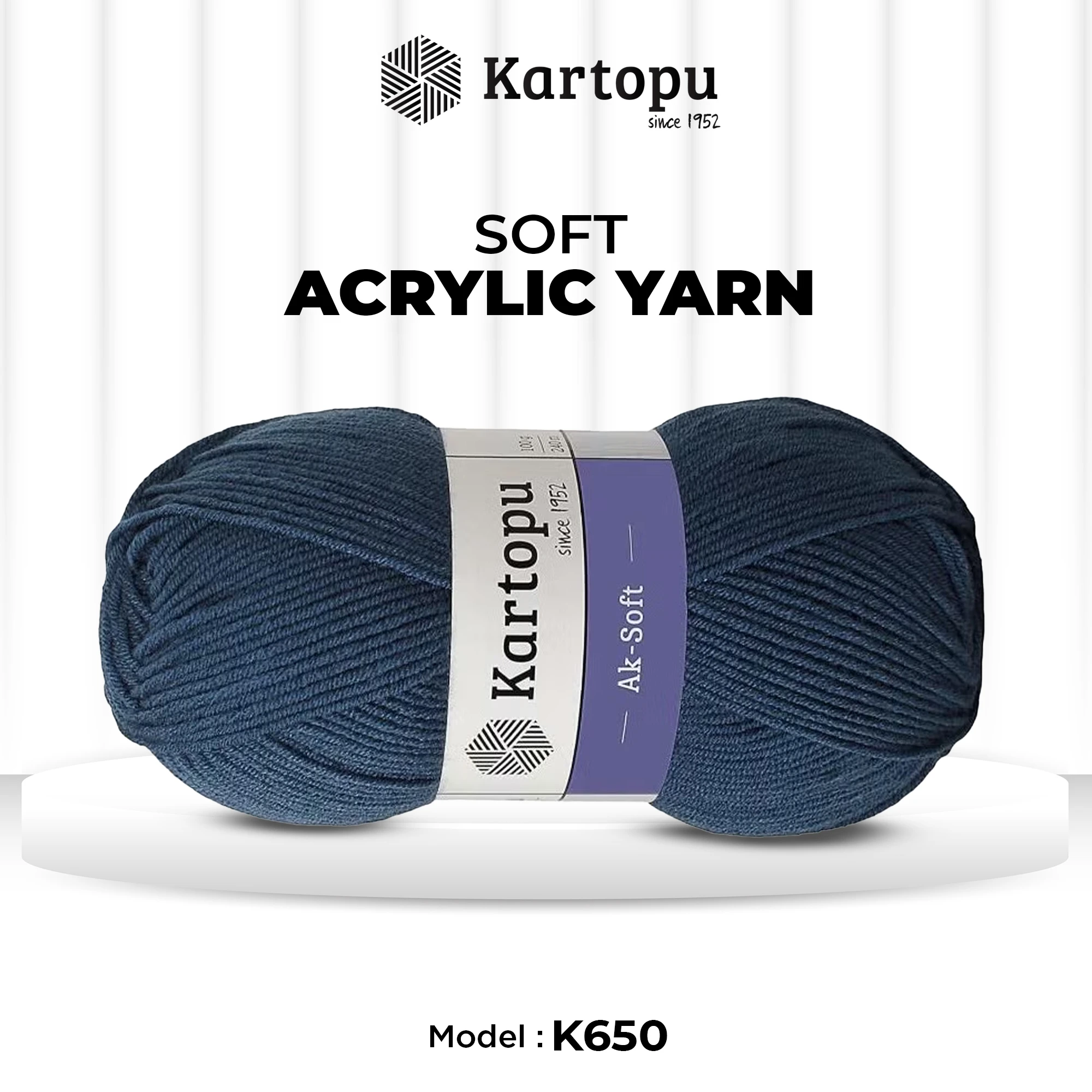 Kartopu K650 Ak-Soft Knitting Yarn â€“ 100g, 250m
