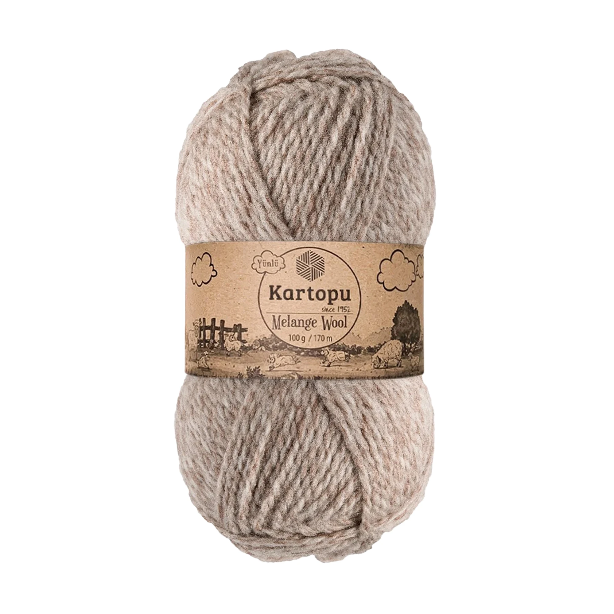 Kartopu K9002 Melange Wool Knitting Yarn â€“ 100g, 170m
