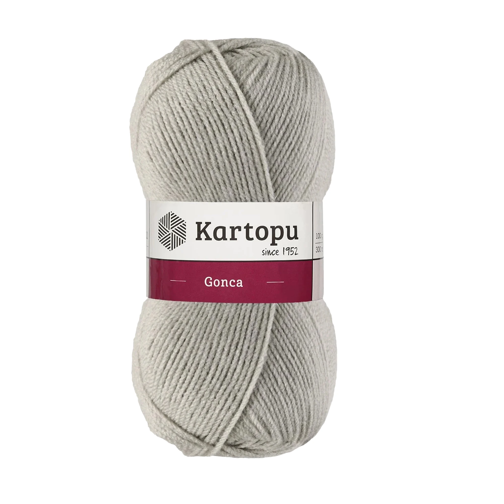 Kartopu K920 Gonca Knitting Yarn â€“ 100g, 300m â€“ Light Grey
