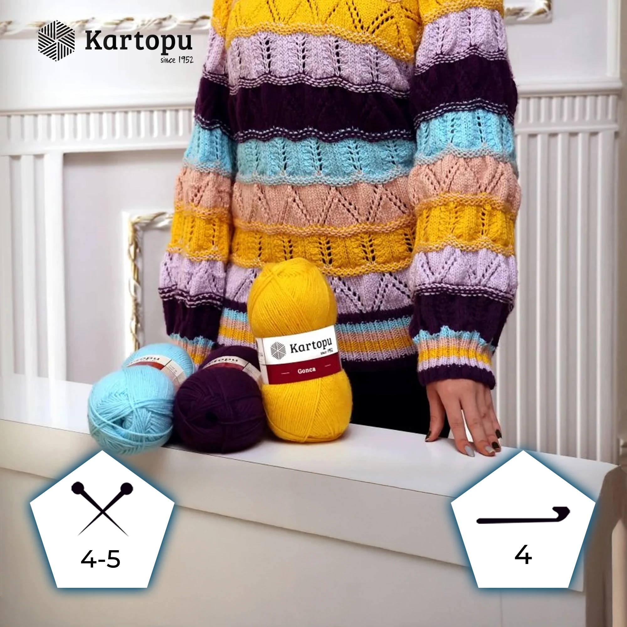 Kartopu K940 Gonca Knitting Yarn â€“ 100g, 300m, Black