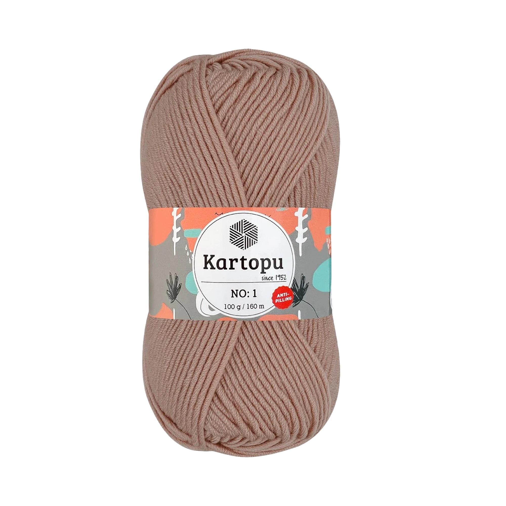 Kartopu K1873 No-1 Yarn â€“ 100g Super Soft Anti-Pilling Acrylic, 160m â€“ Grey