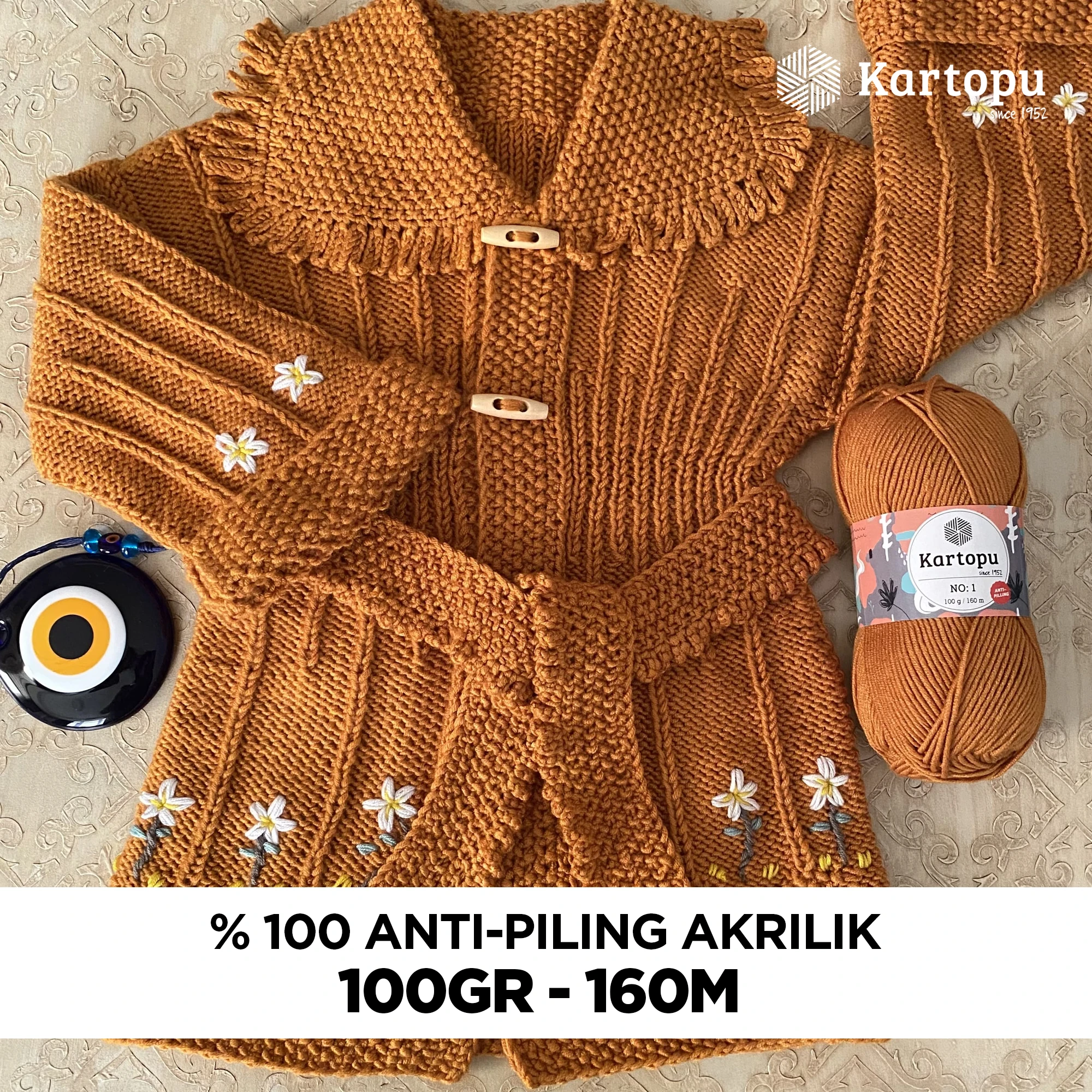 Kartopu K1873 No-1 Yarn â€“ 100g Super Soft Anti-Pilling Acrylic, 160m â€“ Grey