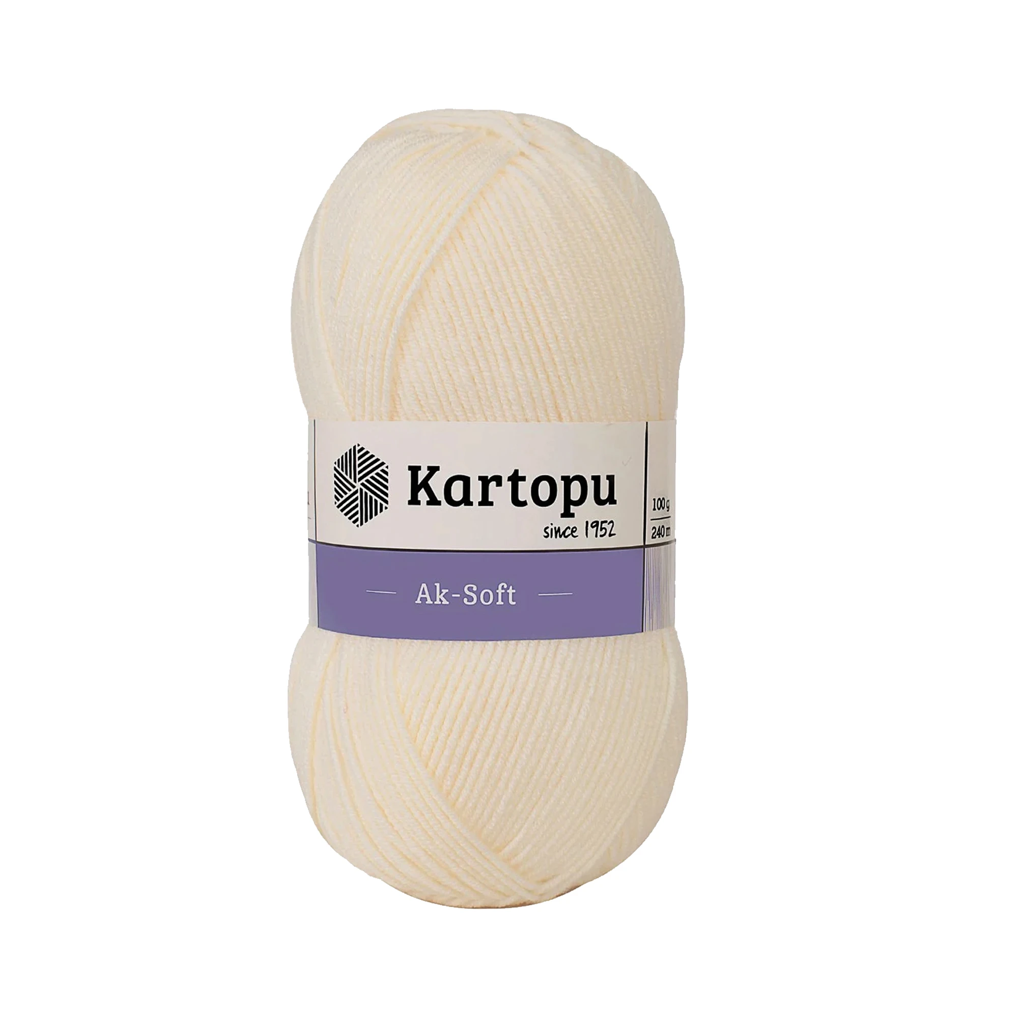 Kartopu K025 Ak-Soft Yarn â€“ 100g Soft Acrylic, 250m â€“ Cream | Ideal for Garments, Kidswear & Everyday Knitting