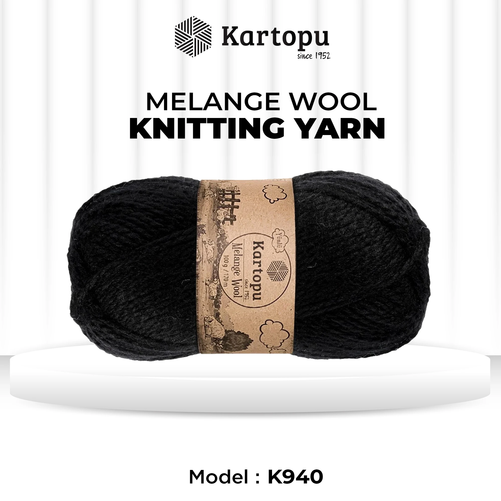 Kartopu K940 Melange Wool Yarn â€“ 100g Soft Acrylic-Wool Blend, 170m â€“ Ideal for Knitting, Crochet & DIY Crafts