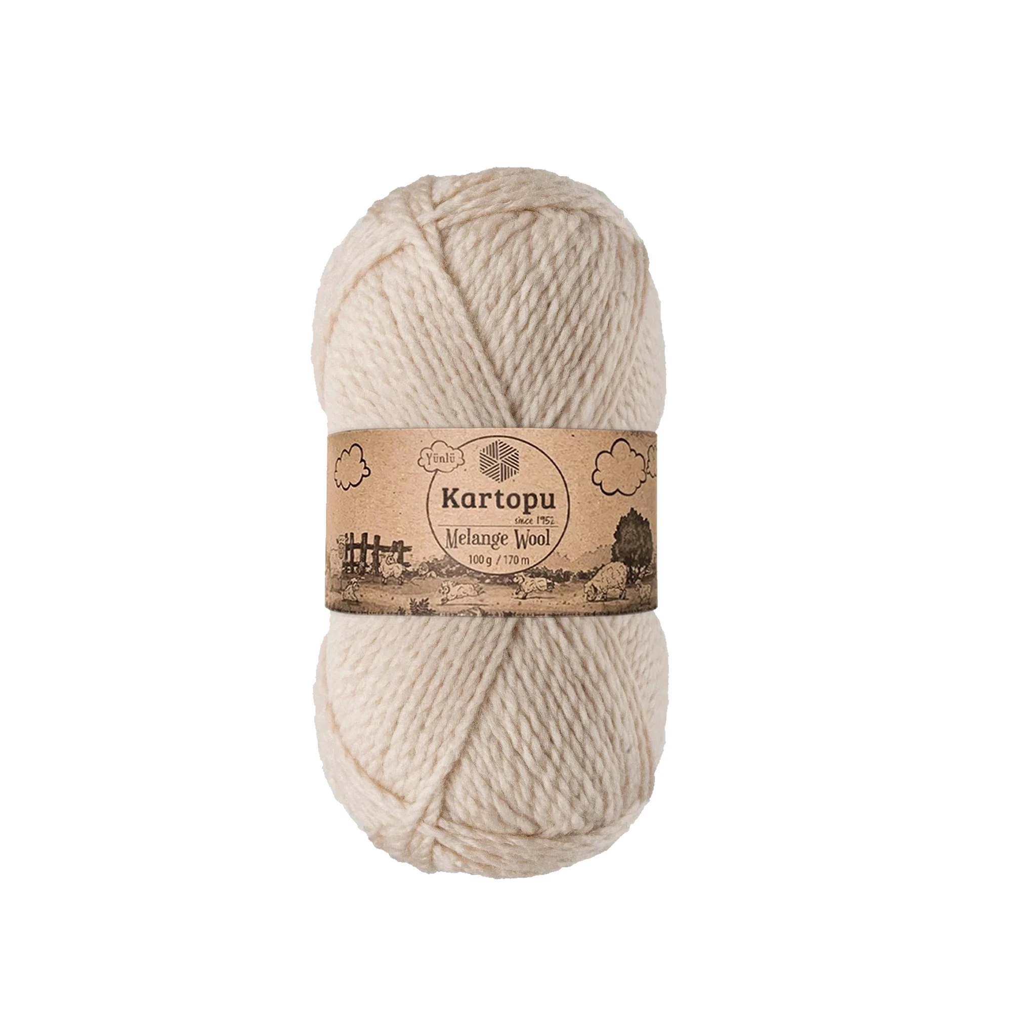 Kartopu K855 Melange Wool Knitting Yarn â€“ 100 g, 170 Meter Length