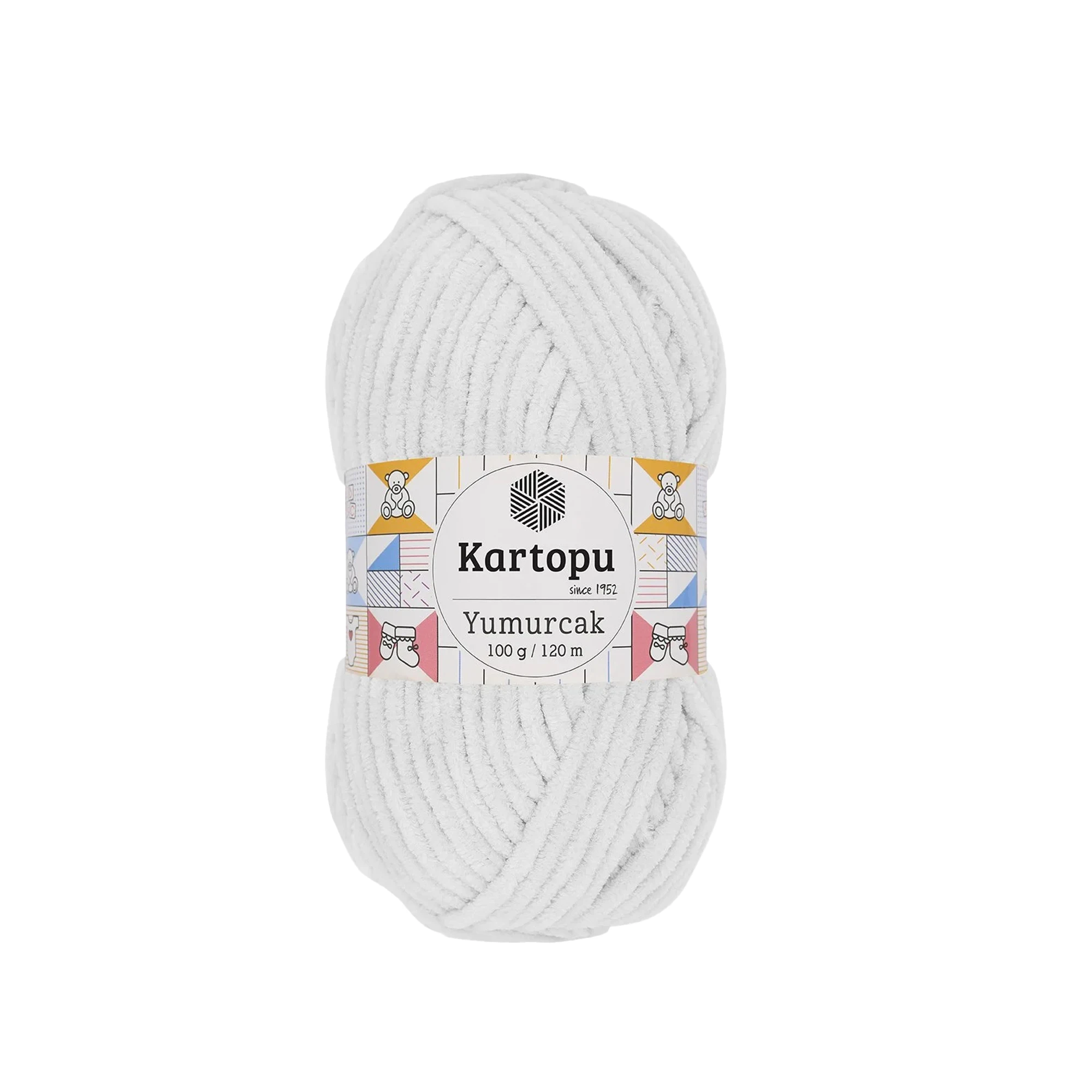 Kartopu K010 Yumurcak Knitting Yarn â€“ 100g, 120m | Soft Polyester Baby Yarn (White)
